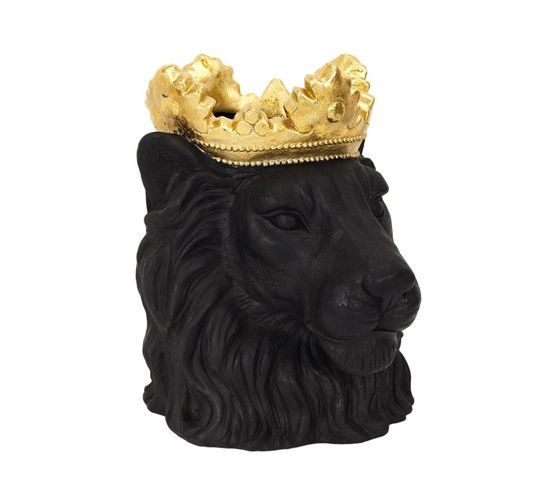 Cache-pot Design "lion Couronne" 39cm Noir