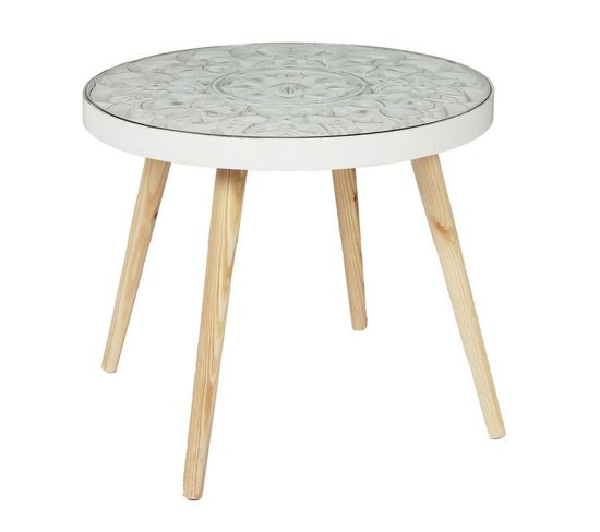 Table D'appoint Design "arabesque" 50cm Blanc