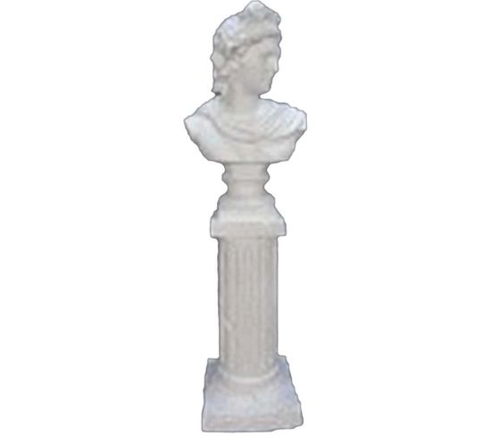 Statue Buste Blanc En Magnésia 19 X 16 X 63.5 Cm