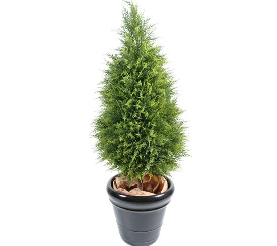 Plante artificielle haute gamme Spécial extérieur / Cyprès coloris vert - Dim : 135 x 60 cm