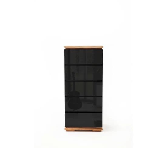 Commode En Laqué Noir Brillant - L51 X H115 X P40 Cm