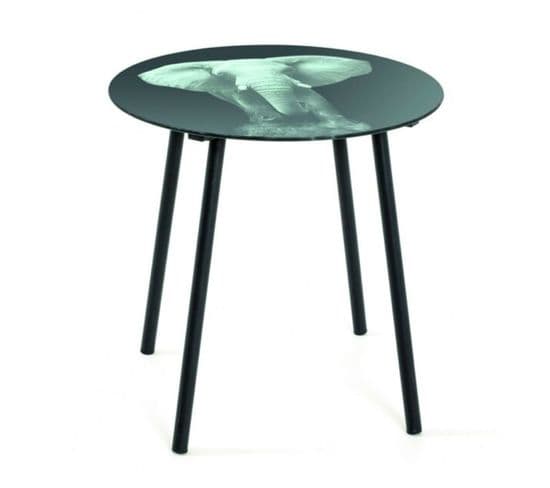 Table D'appoint Coloris Noir-gris - Dim : H 41 X Ø 40 Cm