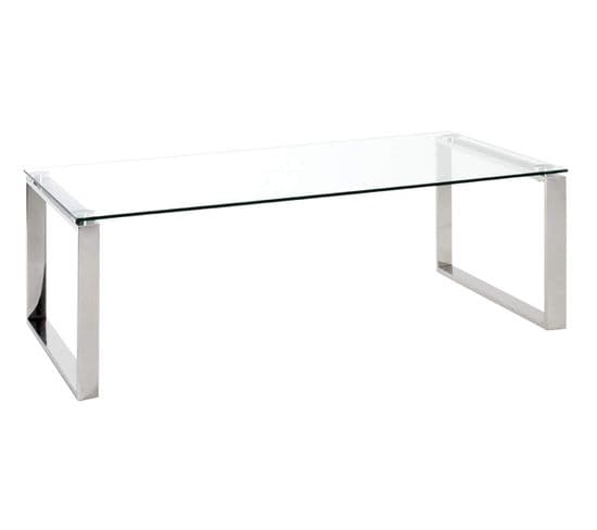 Table Basse En Verre Trempé Transparent - 120 X 60 X 40 Cm