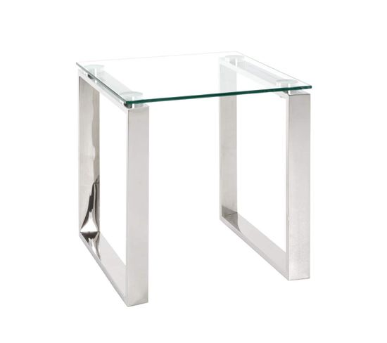 Table D'appoint En Verre Trempé Transparent - 42 X 42 X 45 Cm