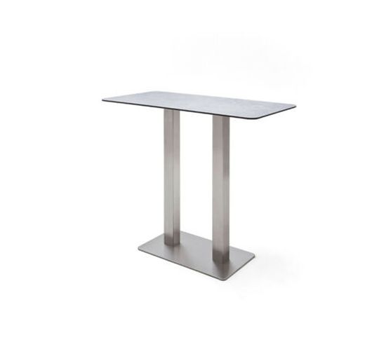 Table Bar Avec Plateau Céramique Gris Avec Piètement Acier Brossé - L120 X H105 X P60 Cm