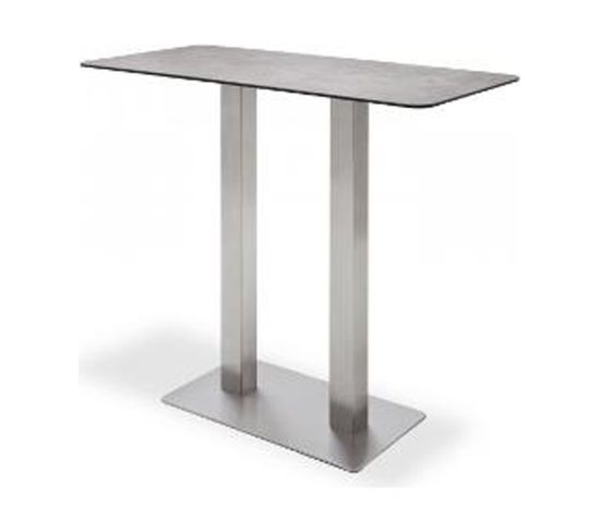 Table Bar Avec Plateau Céramique Mocca Avec Piètement Acier Brossé - L120 X H105 X P60 Cm