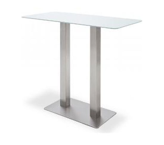 Table Bar Avec Plateau Céramique Blanc Avec Piètement Acier Brossé - L120 X H105 X P60 Cm