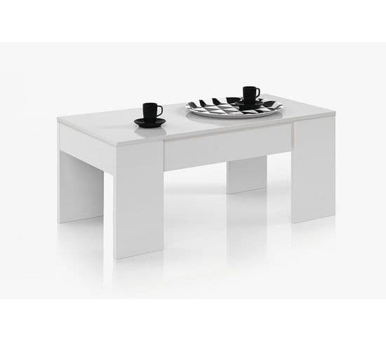 Table Basse Modulable Coloris Béton Et Blanc Artic - 45 X 100 X 50 Cm