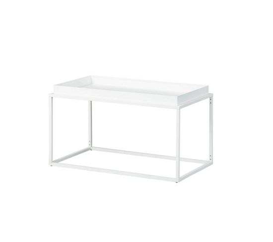 Table Basse En Métal Laqué Coloris Blanc - L80 X P45 X H45 Cm