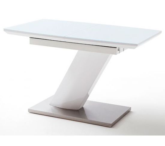 Table Extensible Design Coloris Blanc Brillant - L.120-160 X H.76 X P.80 Cm