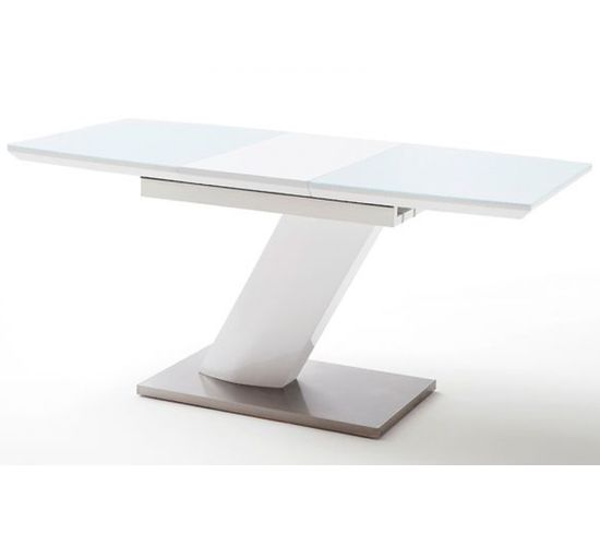 Table Extensible Design Coloris Blanc Brillant - L.140-180 X H.76 X P.80 Cm