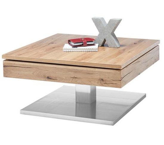Table Basse Design En Chêne Noueux - 75 X 38 X 75 Cm