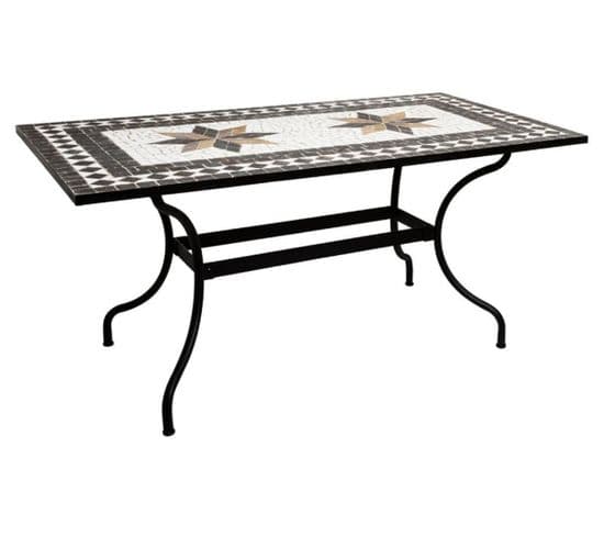 Table De Repas En Mosaique Coloris Noir - L. 160 X L. 90 X H. 75 Cm