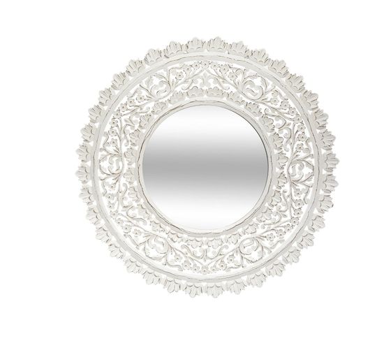 Miroir En Mdf Ajouré Coloris Blanc - D. 90 X Ep. 1,5 Cm