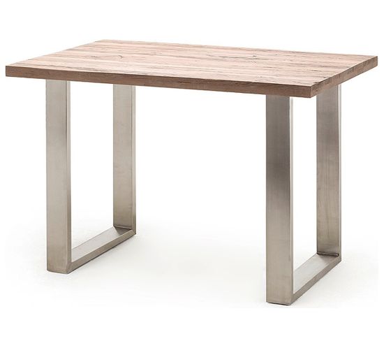 Table Haute En Acier Et Chêne Cérusé - Longueur 160 X Hauteur 107 X Profondeur 100 Cm