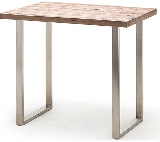 Table Haute En Acier Et Chêne Cérusé - Longueur 120 X Hauteur 107 X Profondeur 80 Cm
