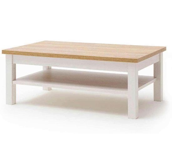 Table Basse Avec Rangements En Bois Coloris Blanc / Chêne - L.114 X H.46 X P.70