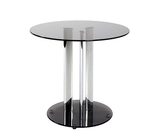 Table D'appoint Coloris Chromé-gris En Acier - H 57 X Ø 50 Cm