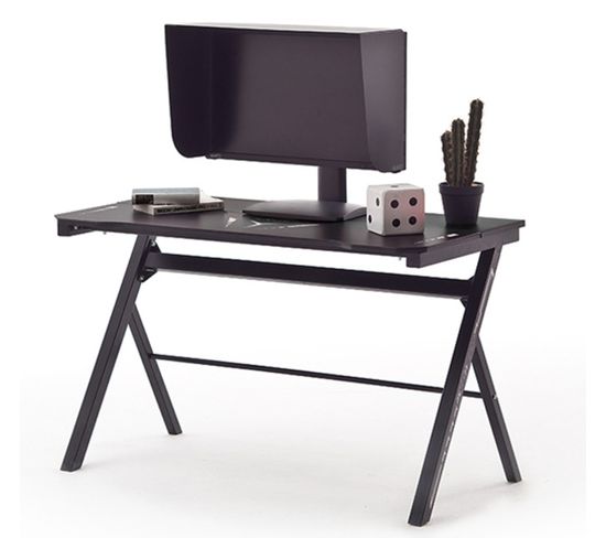Bureau D'ordinateur / Table De Jeu En Métal Coloris Noir + LED - L. 120 X H. 73 X P. 60 Cm