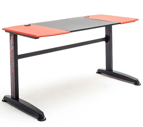 Bureau D'ordinateur / Table De Jeu Coloris Noir Et Rouge - L. 140 X H. 72 X P. 65 Cm