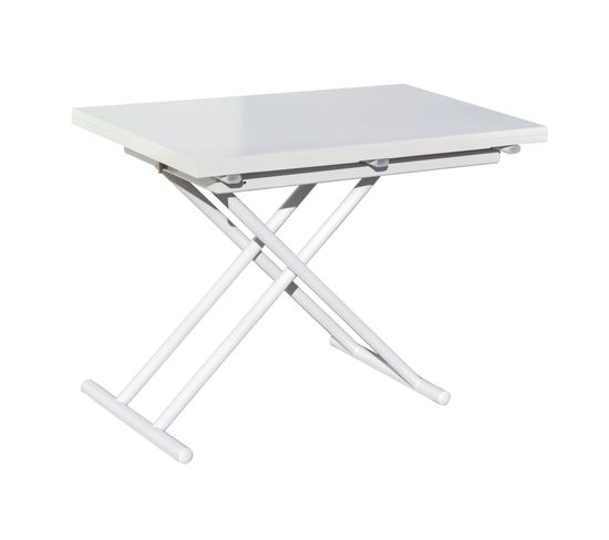 Table Basse Relevable Rectangulaire Extensible Coloris Blanc - Longueur 100 X Largeur 50-100 Cm