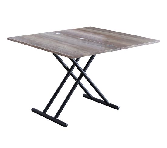 Table Basse Relevable Rectangulaire Extensible Coloris Noyer / Pieds Noir -l. 100 X L. 50-100 Cm