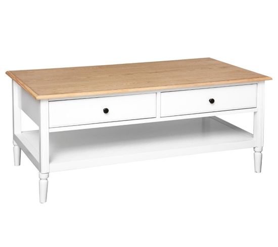 Table Basse Avec Rangement Coloris Blanc - L. 110 X P. 60 X H. 47 Cm