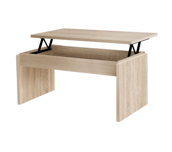 Table Basse, Table De Salon Relevable En Bois Coloris Chêne Cambrian