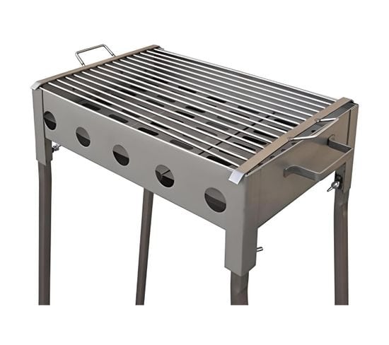 Barbecue Rectangulaire En Acier Inoxydable Coloris Gris - 51 X 33 X 60 Cm