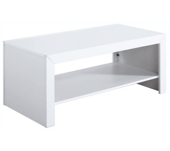 Table Basse En Mdf Et Pin Massif Laqué Blanc - longueur 110 X Profondeur 55 X Hauteur 45 cm