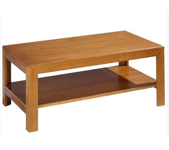Table Basse Avec Étagère en Pin Massif Coloris Cerisier - longueur 110xprofondeur 55xhauteur 45 cm