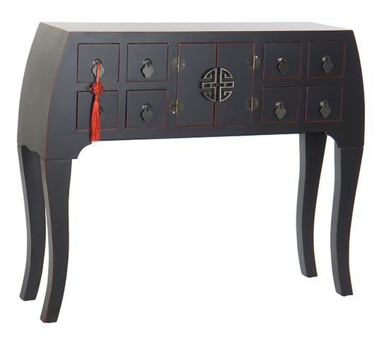 Console Table Console En Bois De Sapin Et Mdf Coloris Noir/rouge - L. 98 X P. 26 X H. 80 Cm