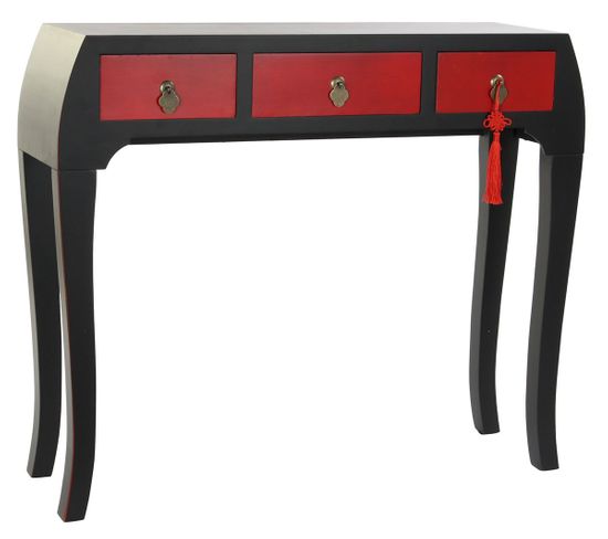 Console Table Console En Bois De Sapin Et Mdf Coloris Noir/rouge - L. 96 X P. 27 X H. 80 Cm
