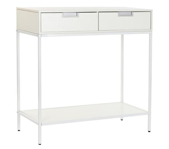 Console Table En Mdf Et Métal Coloris Blanc - Longueur 80 X Profondeur 35 X Hauteur 81 Cm