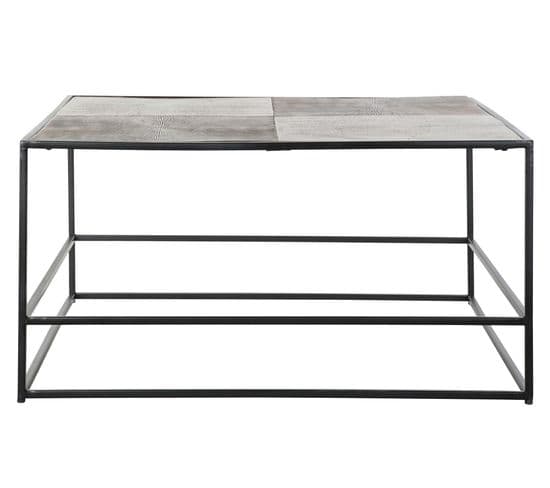 Table Basse En Aluminium Coloris Doré / Noir - Longueur 80 X Profondeur 80 X Hauteur 41 Cm