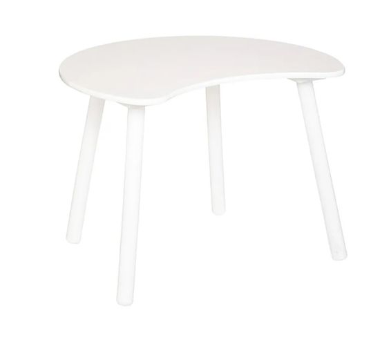 Table Enfant En Bois Mdf Et Lin Coloris Blanc - Longueur 60 X Profondeur 50 X Hauteur 43 Cm