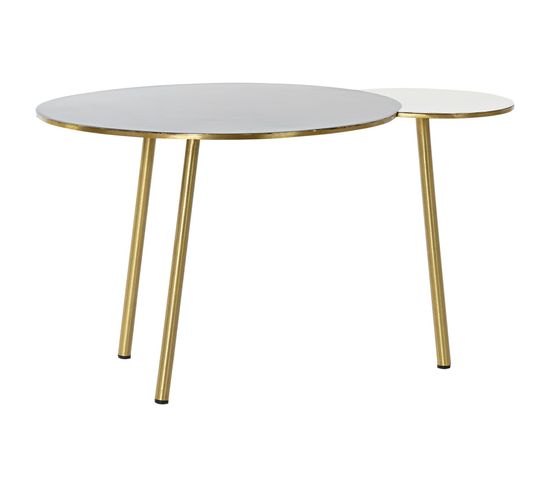 Table Basse En Aluminium Coloris Doré - Longueur 67 X Profondeur 50 X Hauteur 37 Cm