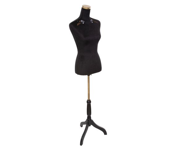 Buste De Couture, Mannequin En Bois Et Tissu Coloris Noir - L. 36 X P. 35 X H. 160 Cm