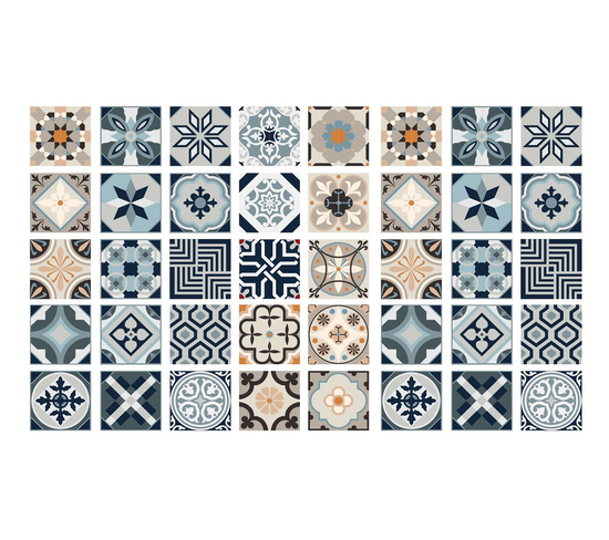 Tapis De Cuisine "azulejos" En Vinyle -  Largeur 45 X Longueur 75 Cm