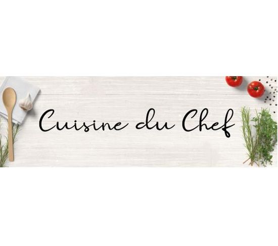 Tapis De Cuisine "cuisine Du Chef Blanc" En Vinyle -  Largeur 45 X  Longueur 150 Cm