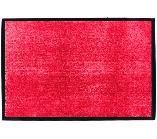 Tapis Anti-poussière En Microfibre Coloris Rouge  -  Largeur 40 X Longueur 60 Cm