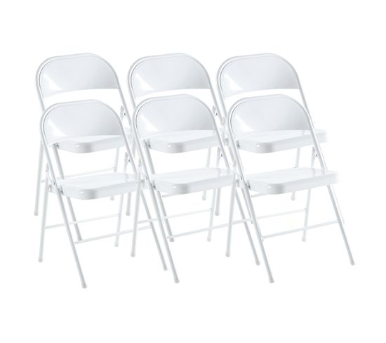 Lot De 6 Chaise Pliante En Métal Coloris Blanc