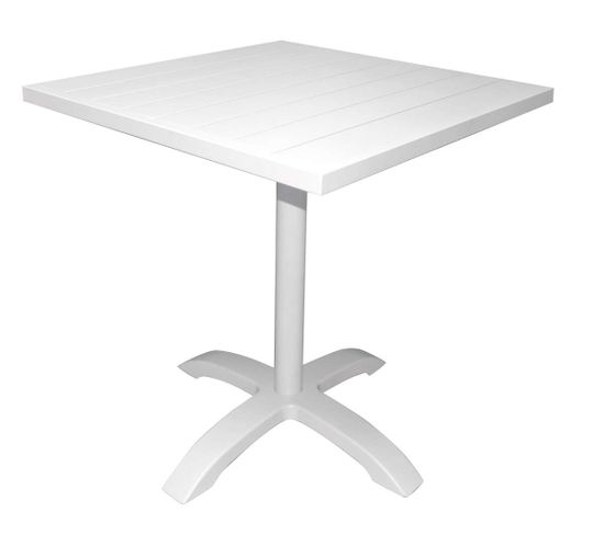 Table De Jardin En Aluminium Et Plateau Coloris Blanc - L. 70 X P. 70 X H. 75  Cm