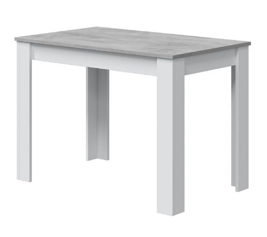 Table À Manger Rectangulaire En Mélamine Coloris Blanc Effet Ciment - L. 109 X P. 67 X H. 78 Cm