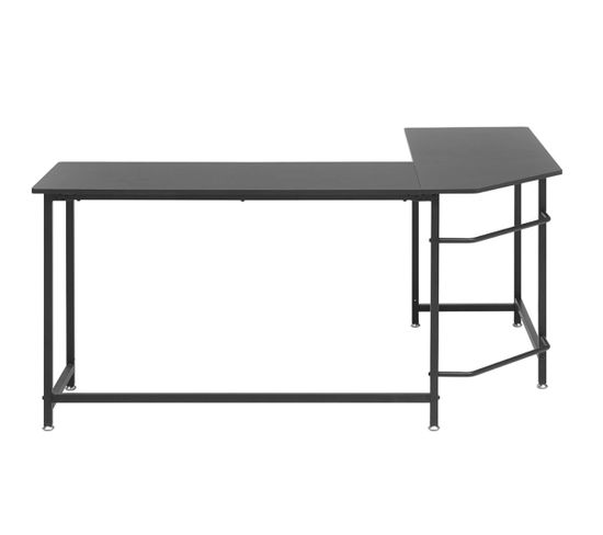 Bureau D'angle, Table De Bureau Coloris Noir - Longueur 168 X Hauteur 76 X Profondeur 129 Cm