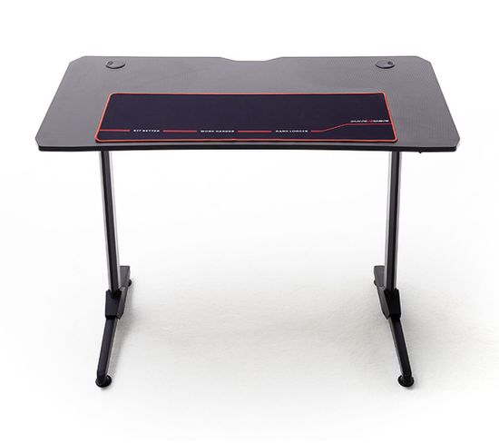 Table De Bureau Gamer, Table De Jeu En Bois Imitation Carbone Coloris Noir / Pieds En Métal