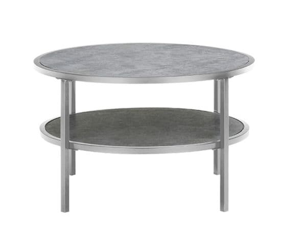 Table Basse Ronde En Céramique Et Métal - 75 X 45 Cm