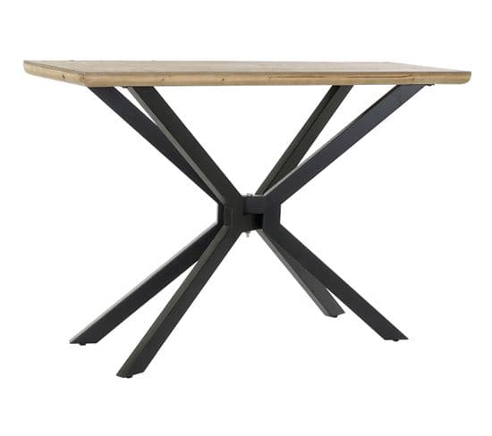 Table Console En Bois De Sapin Naturel Et Métal Noir- Longueur  120 X Profondeur 40 X Hauteur 80 Cm