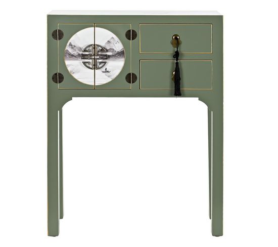 Table Console En Bois De Sapin Et Mdf Coloris Vert  - Longueur 63 X Profondeur 28 X Hauteur 83 Cm
