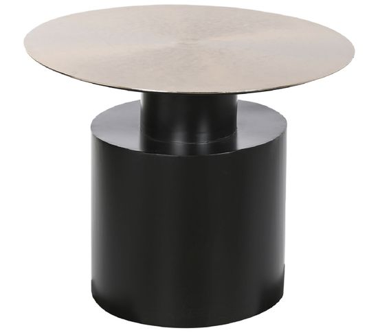 Table D'appoint Ronde En Fer Coloris Doré/noir - Diamètre 76 X Hauteur 46 Cm